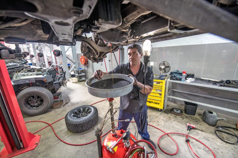 American SUV outfitted with truck body parts and accessories