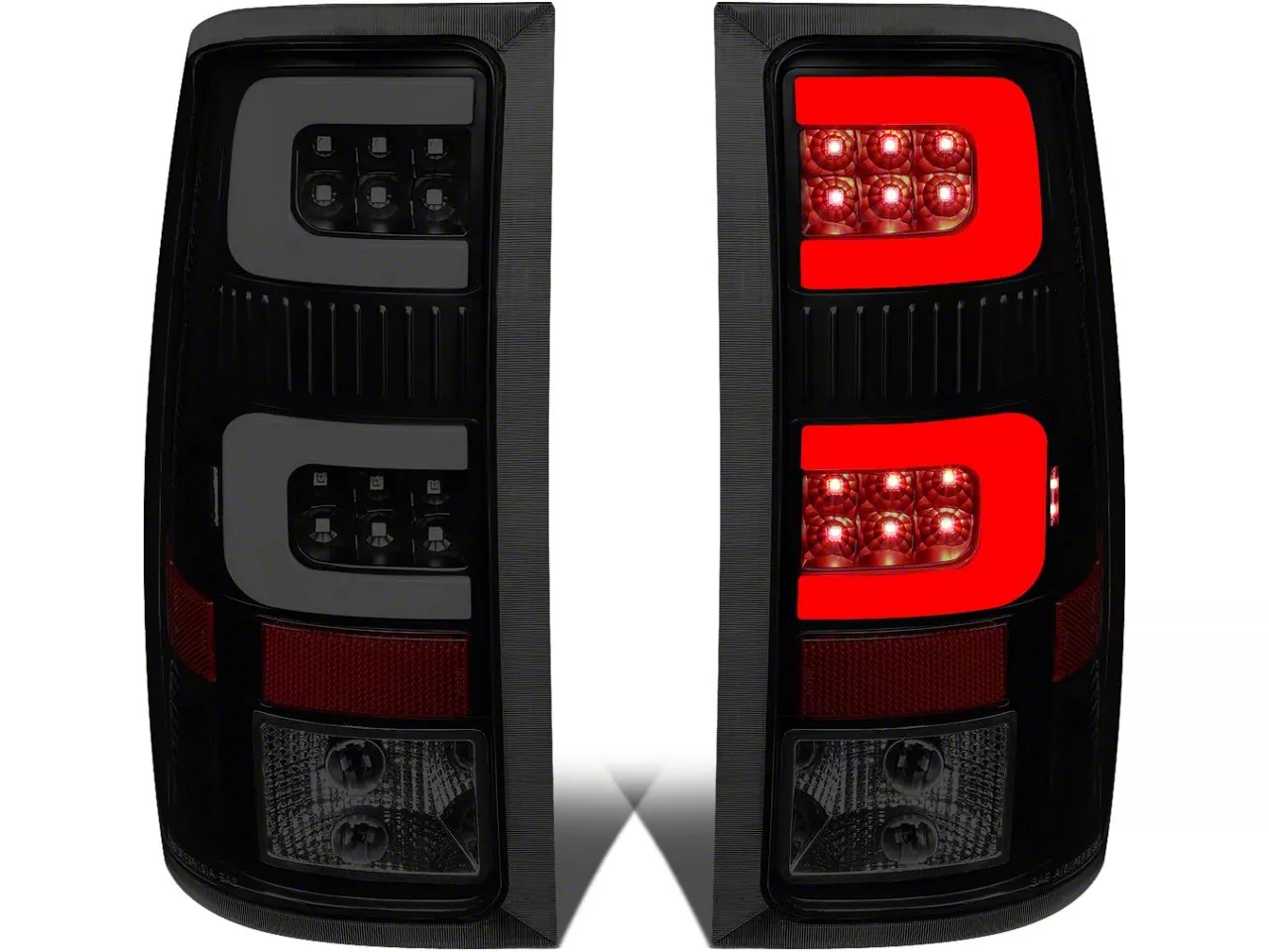 Dual C-Bar LED Tail Lights Black Smoked Sierra 2500HD