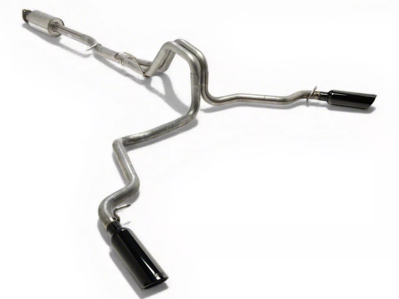 Borla ATAK dual exhaust black chrome tips rear exit F-150 5.0L