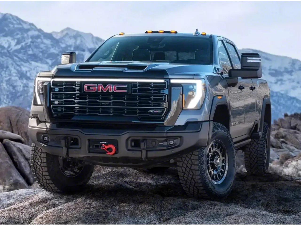 Sick Diesel LED grille lights smoked black frame Sierra 2500HD