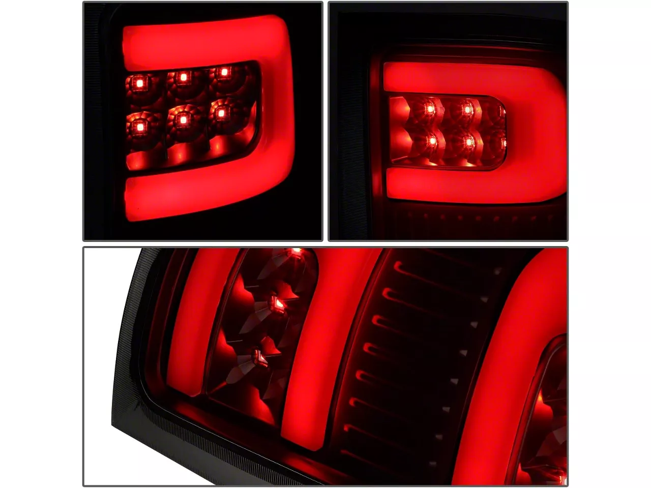 Dual C-Bar LED tail lights black housing smoked lens Sierra 2500HD